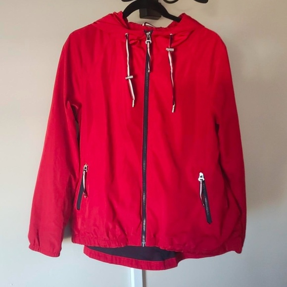 Tommy Hilfiger Jacket Womens M Long Sleeve Full Zip Hooded Windbreaker Red - Picture 4 of 12
